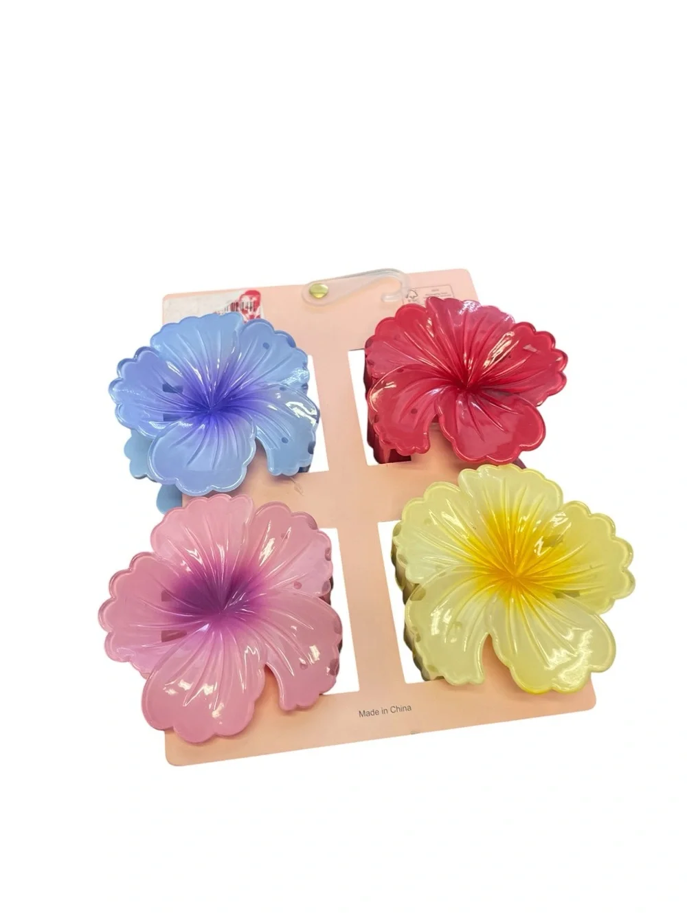 Piper Colorful Glossy Flower hair clips Toppers - Red, Blue, Yellow, Pink